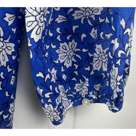 J.CREW BEAUTIFUL embroidered 100% cotton voile top in block print Size M coastal - Picture 15 of 16